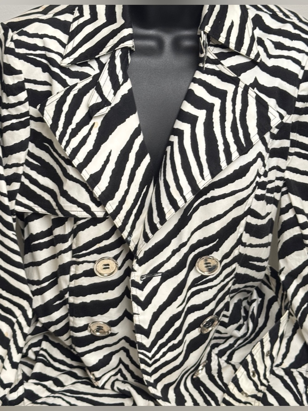 St John Sport Marie Gray Zebra Print Jacket Blazer Black White M